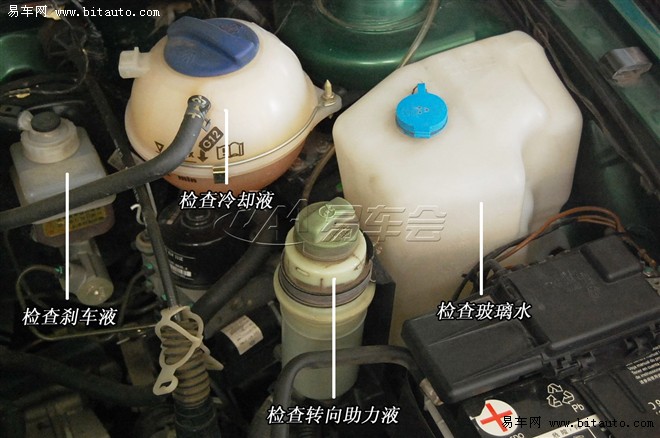 【检查防冻液、刹车液、转向助力液以及玻璃水