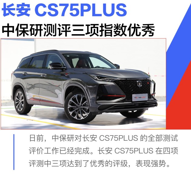 長安cs75plus獲中保研三項安全指數優秀評級碰撞安全性突出