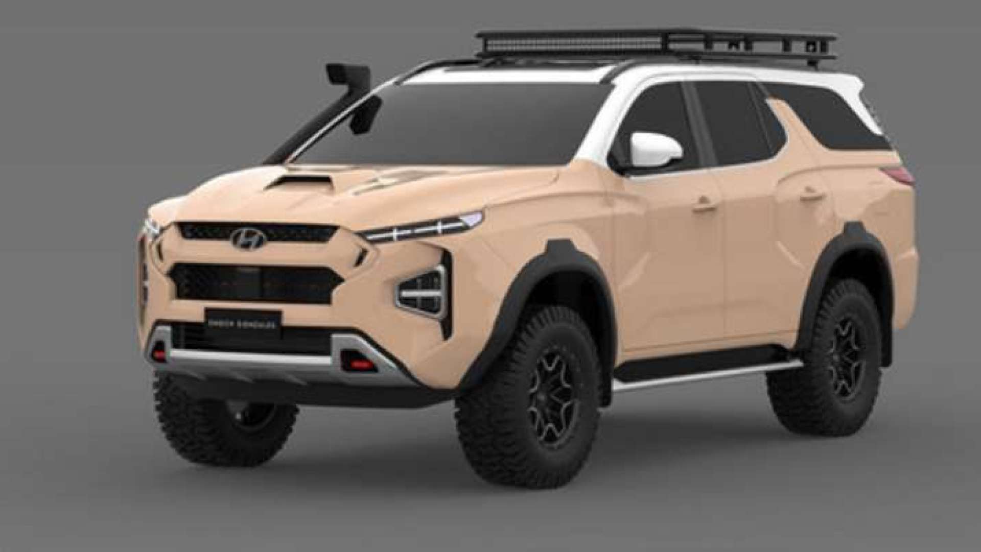 现代terracan渲染图 采用非承载式车身结构